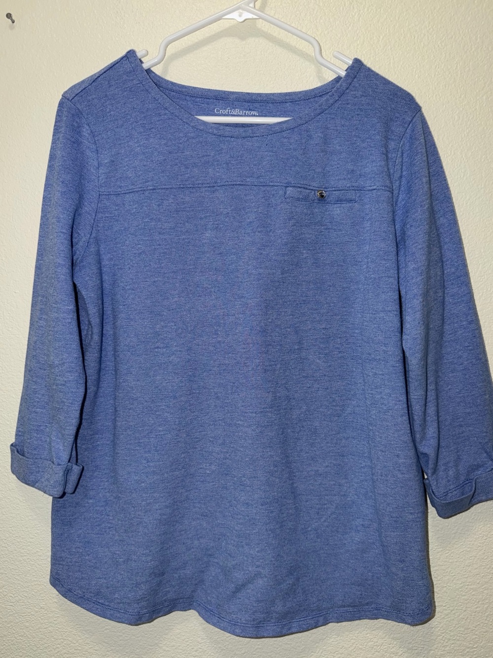 Croft & Barrow chambray blue 3/4 sleeve pullover top, XL